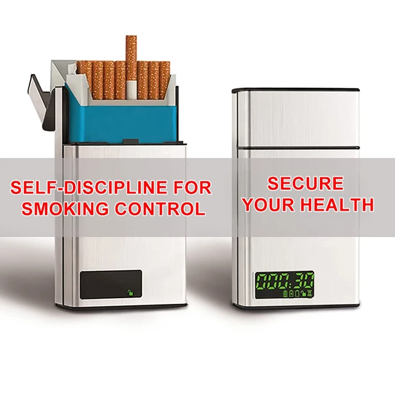 

Креативный металлический ящик с замком времени для сигарет, USB-самодисциплина, смарт-футляр для табака со светодиодным дисплеем, судьба для курения