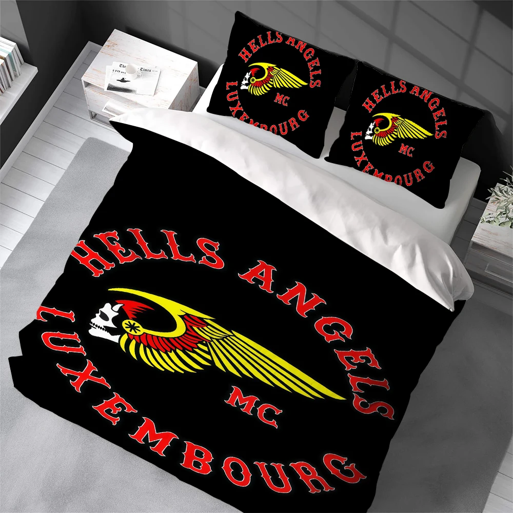 H-Hells logo A-Angels Duvet Cover Set Home Style Bedding Soft Laundry Cotton Bed 3 Piece Set Student Dormitory Gift