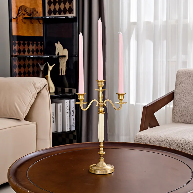 European Retro Three Arm Candle Holder Home Decoration Living Room Dining Table Decoration American Romantic Candle Holder