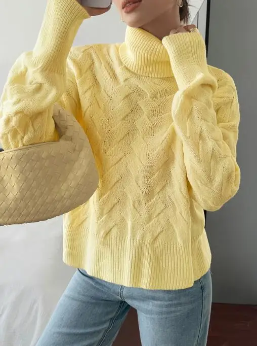 2025 Autumn/winter Casual Solid Color Woolen Long Sleeve Sweater Women's Wear