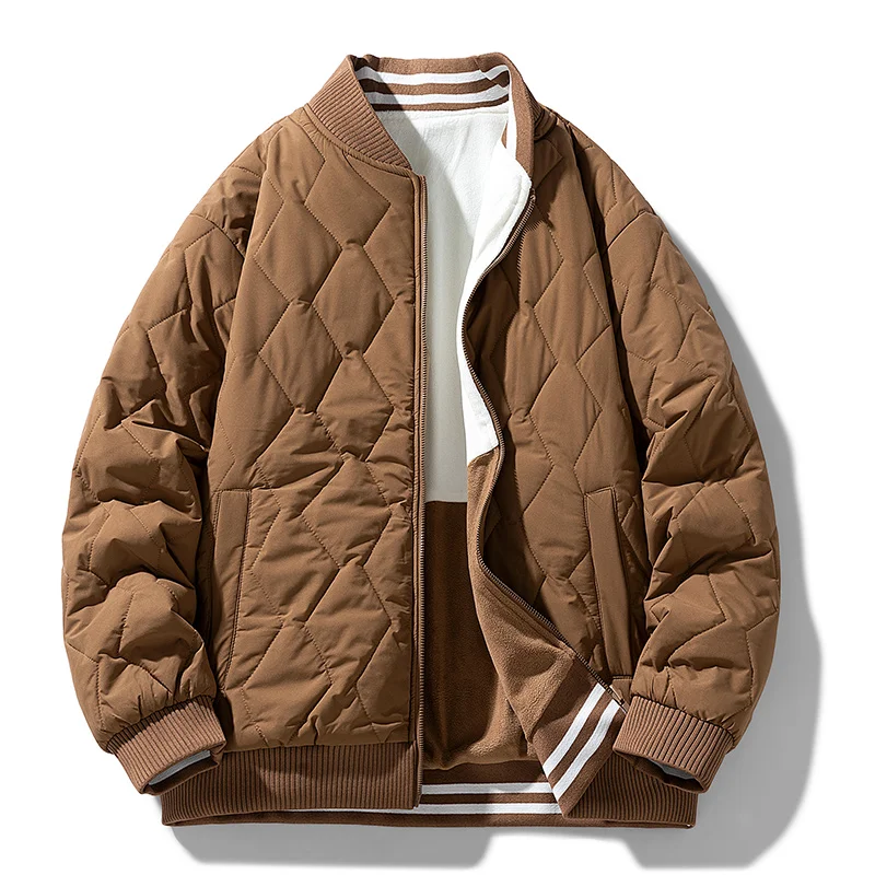 Abrigo de algodón con cuello de béisbol para hombre, chaqueta de doble cara, abrigo de algodón grueso, abrigo de invierno para hombre para otoño e invierno