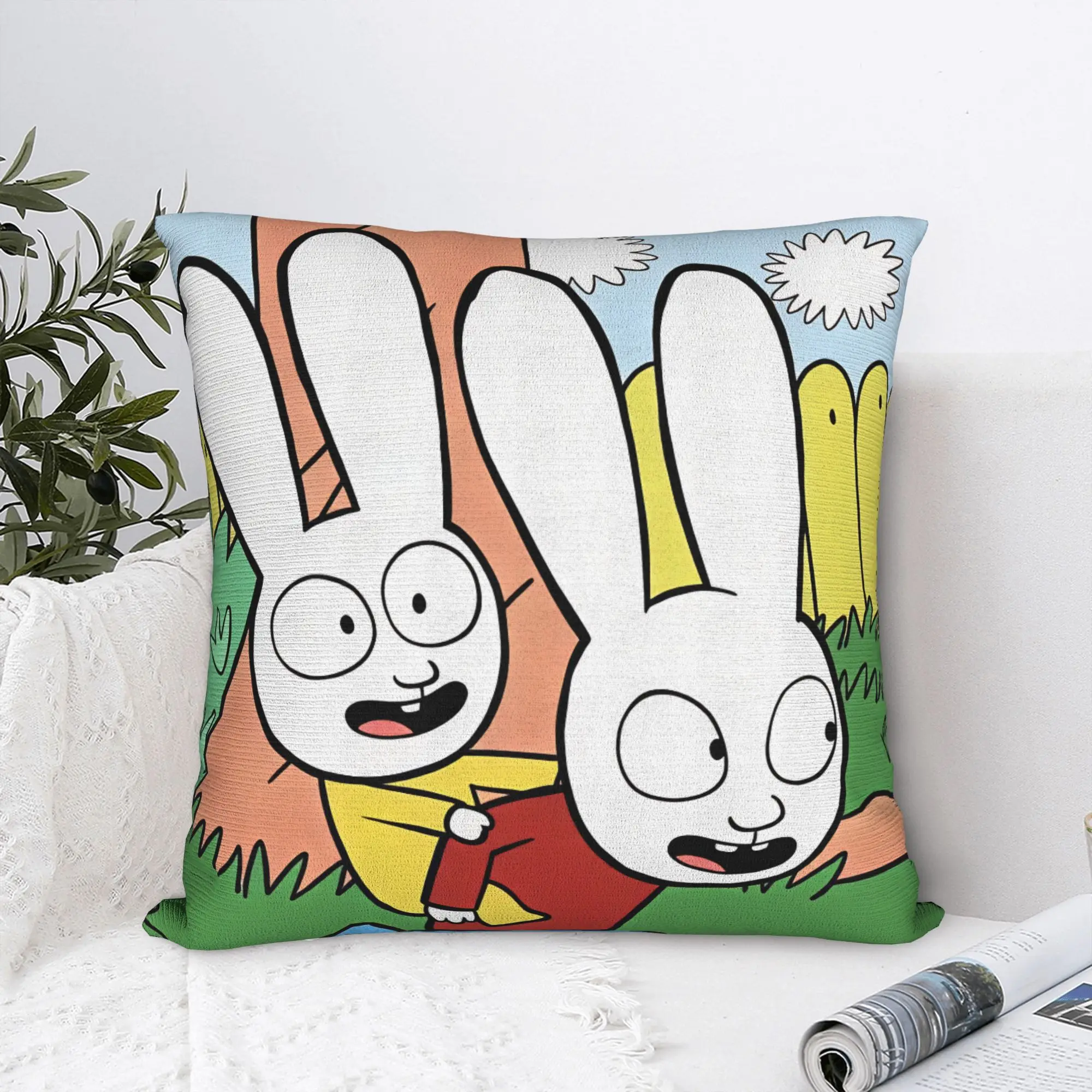 Simons Super Rabbits   Pillow Cover  Funny Pillow Case For Sofa Home Decoration Graphic Pillowcases Gift
