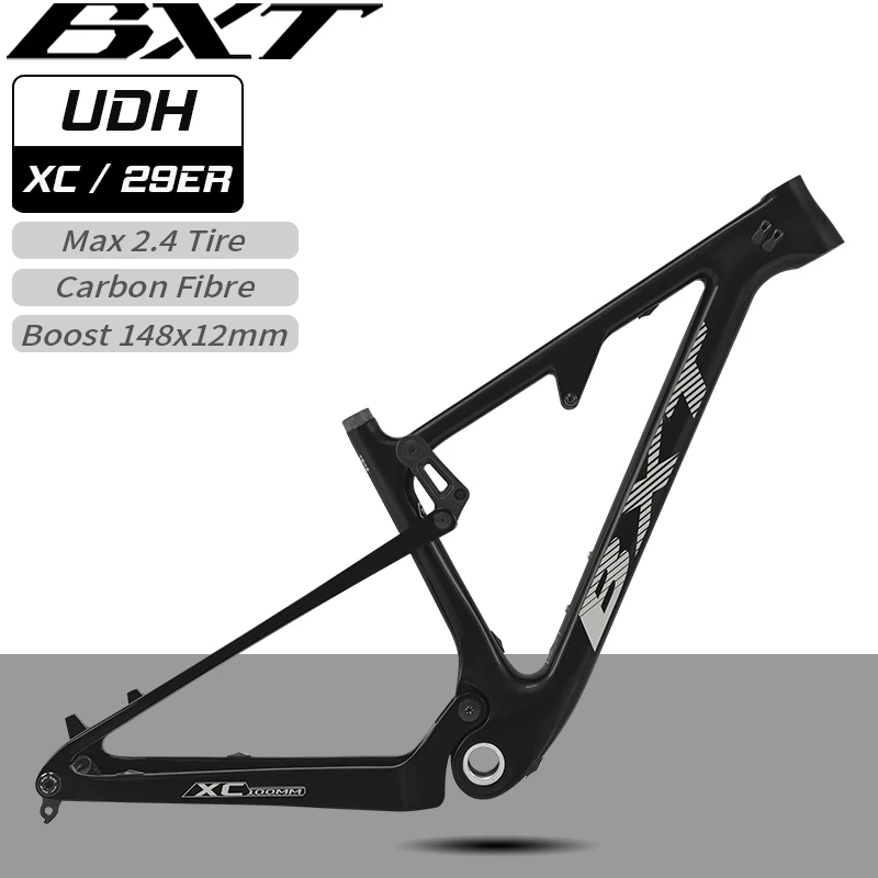 

BXT New 29er Full Suspension Frame Carbon Fiber MTB Boost 148x12mm Frameset use UDH hanger Screw-in BSA
