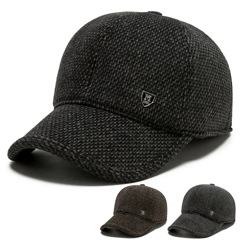

For Middle Aged And Elderly Ear Protection Baseball Cap Thickened Woolen Dad Hat Winter Elderly Hat Warm Men s Hat