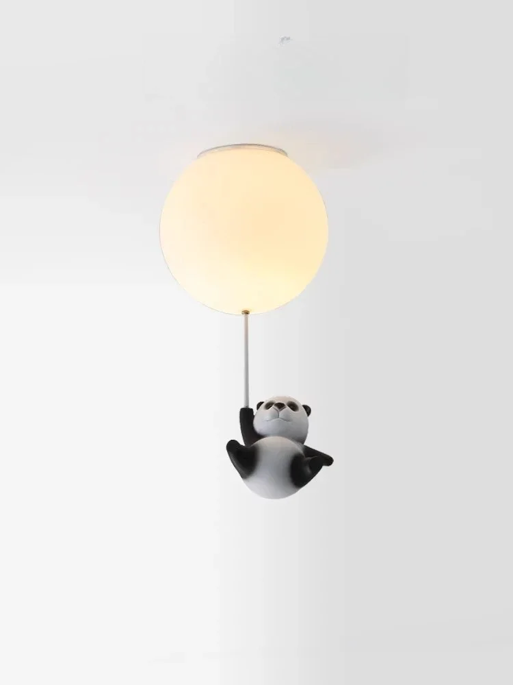Panda LED Chandeliers Balloon Lights Cartoon Bear Baby Children Bedroom Living Dining Room Pendant Hanging Lighting Designer