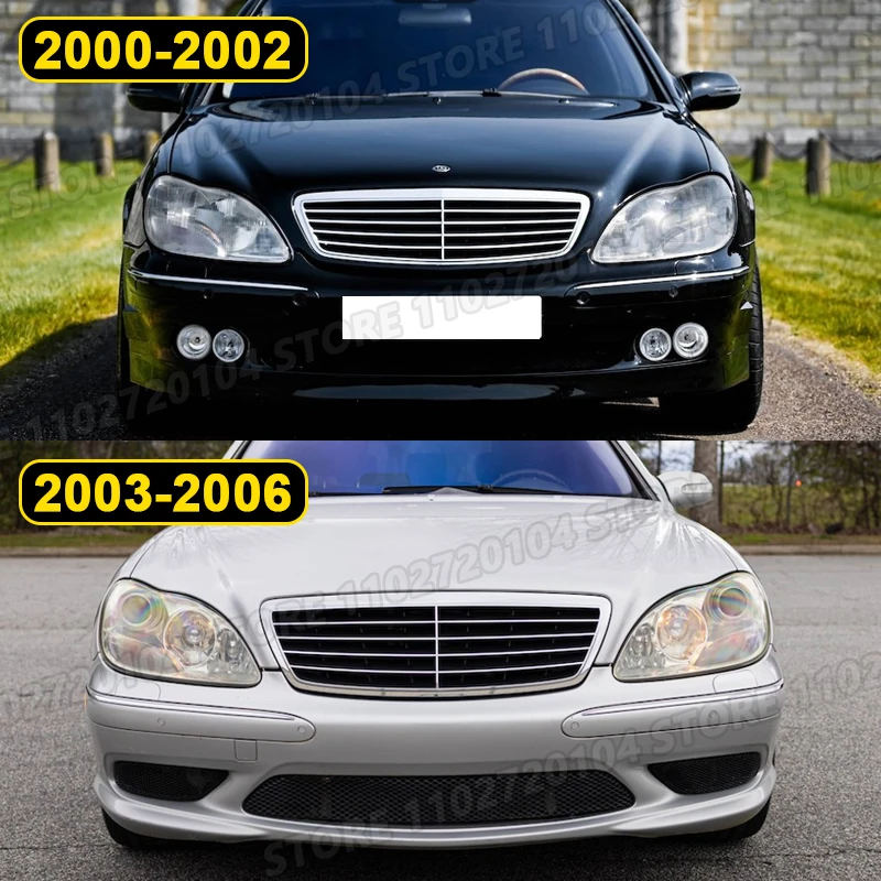 for W220 Mercedes Benz Front Bumper Radiator Grill Mesh 2000-2002 2208800383, 2003-2006 2208800583 S400 S430 S500 S600 S55 AMG view 2