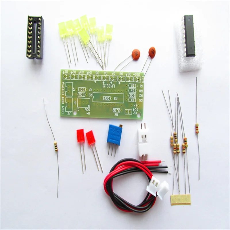 LM3915 Fun 10 Band Audio Level Indicator Kit/Loose  Light Blank Board Finished Product