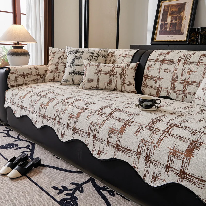 EIFLOY-Irregular Chenille Sofa Cover, 3 Seater, Non Slip, Sofa Slipcover for Living Room, Vintage Sofa Seat Cushion