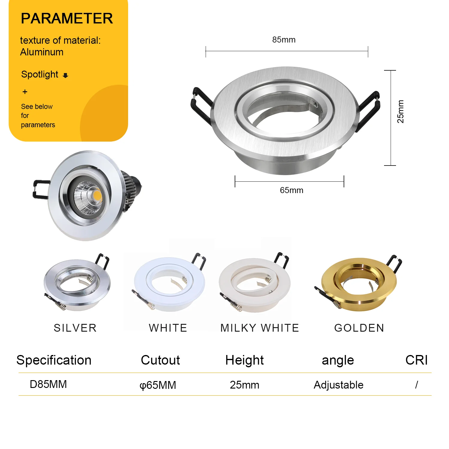 Adjustable LED Recessed Ceiling Downlight Mounting GU10/MR16 SBulb Lamp Holder Base Spot Lighting Fixture Accessories
