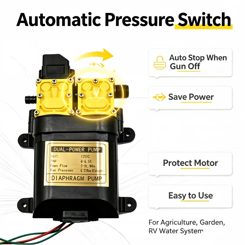12V DC High Pressure Agricultural Water Pump 7A 10L/min Dual-Core Auto Sprayer for Farm Irrigation image 5