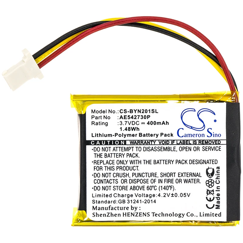 Batería de repuesto CS para Bushnell Neo Ghost, Neo Ghost 2015,368224 PN:AE542730P 400mAh / 1.48Wh