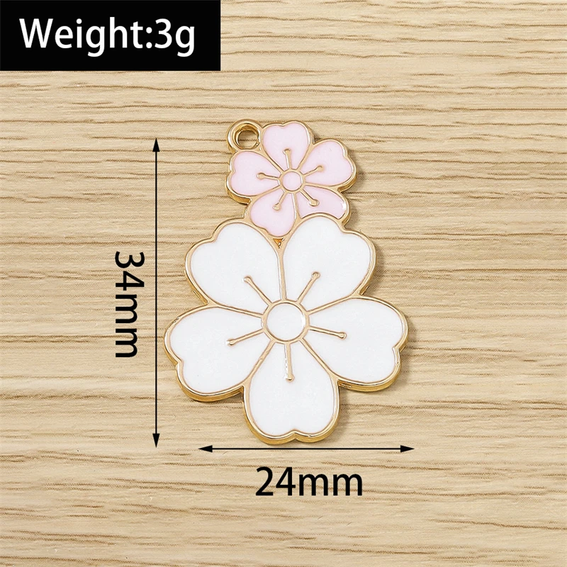10 Stück 11x12mm Niedliche Bunte Emaille-Rosenblüten-Anhänger für Schmuckherstellung, Ohrringe, Anhänger, Halsketten, DIY-Bastelzubehör – Detail 7