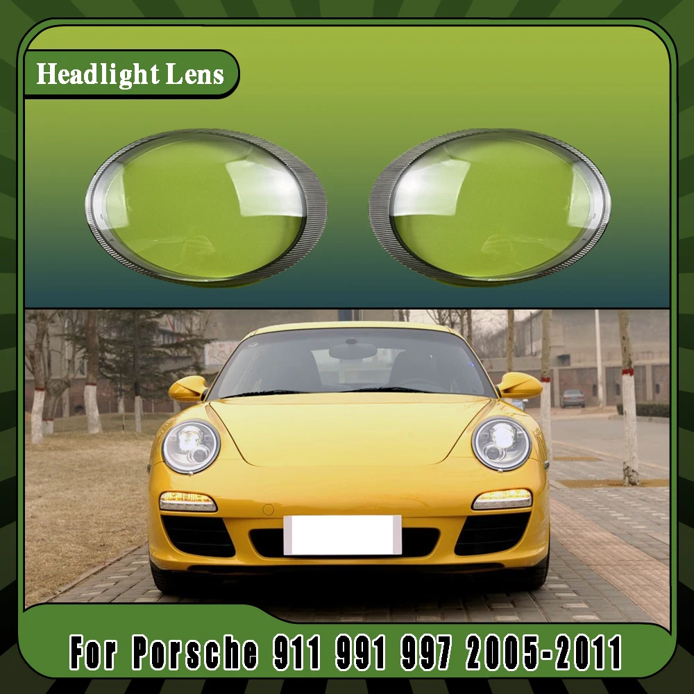 

For Porsche 911 991 997 2005-2011 Auto Lamp Case Car Front Transparent Lens Shell Auto Glass Lampshade Headlamp Headlight Cover