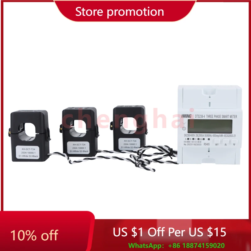 

Clamp 200A CT Input Type Three Phase Multifunction Power Meter/indirect Connection 3P4W Smart Energy Meter