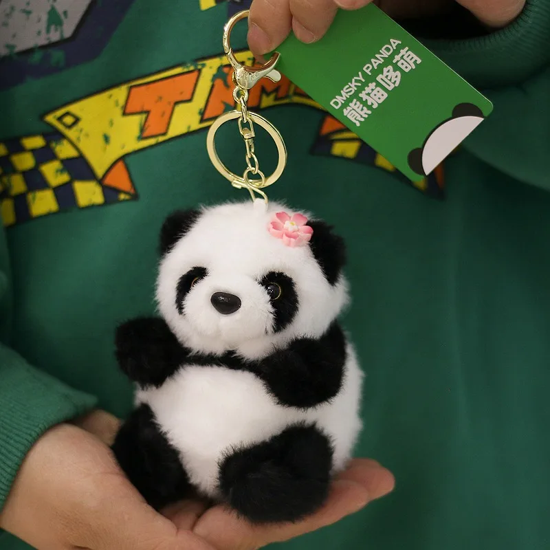 Fluffy Giant Panda Plush Pendant Soft Stuffed Doll Backpack Hanging Ornament Cartoon Animal Bag Decor Accessory Cute Wildlife
