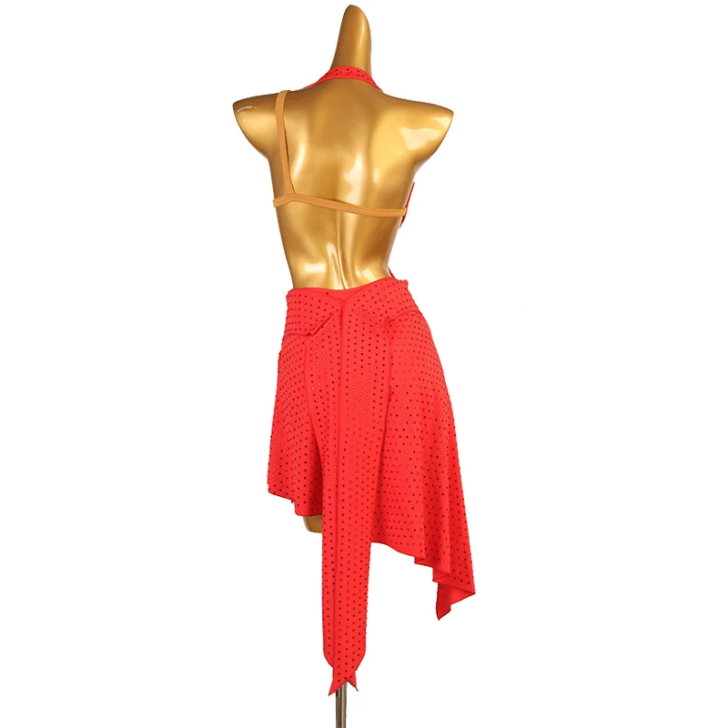 Costume de Tango Cha-Cha Samba pour femmes, robe de danse latine à franges, sans manches, ourlet irrégulier, justaucorps de danse de valse