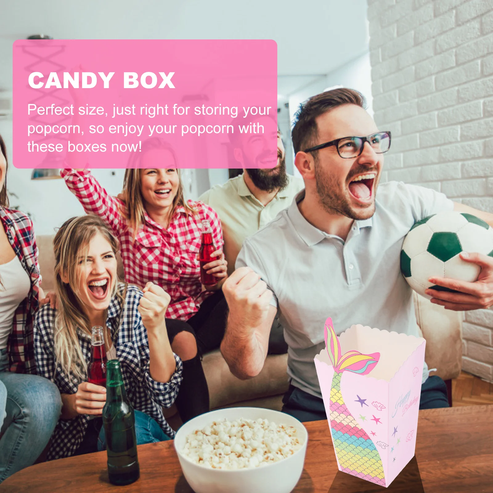 

24pcs Popcorn Boxes Mermaid Pattern Candy Storage Holder Party Favors Container Kids Birthday Party Supplies Paper Popcorn Box