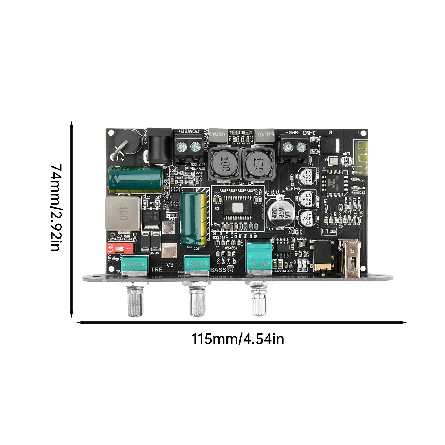 100W BT-Verstärkerplatine ZK-1001U mit Boost Mono Höhen- und Bassregelung TWS DIY-Lautsprecher TPA3116D2 AMP AUX USB-Eingang Bass-/Hochtonregelung – Detail 16