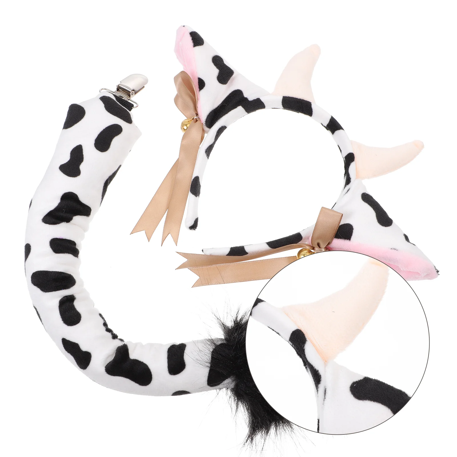 Headband Tail Cow Prop Animal Cosplay Accessory Supply Costume Plush Party Props Child