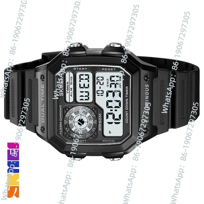 

Мужской тренд, творческая личность, квадратные молодежные студенческие спортивные водонепроницаемые многофункциональные электронные часы