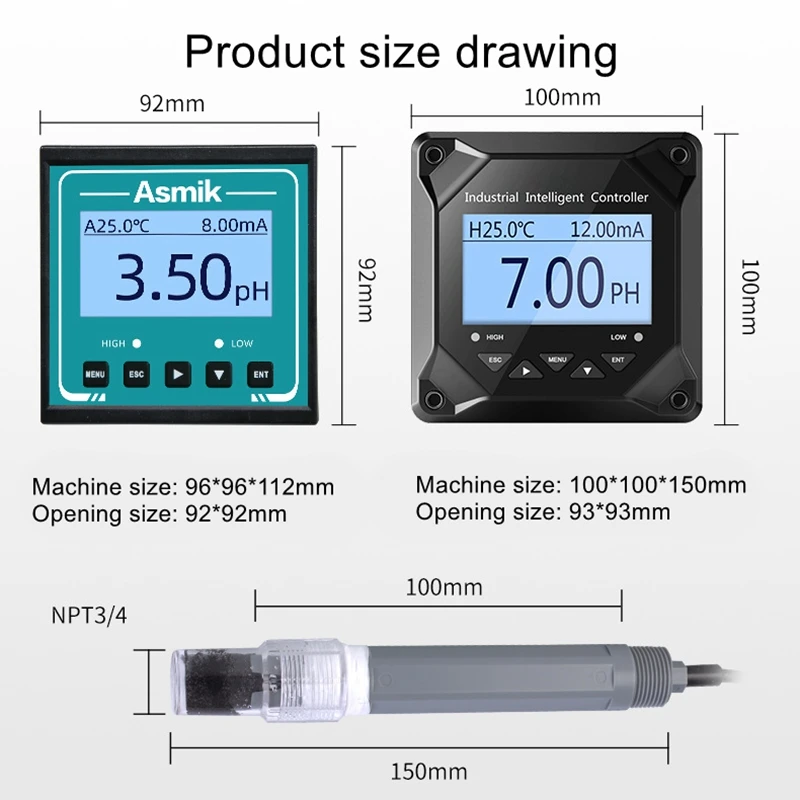 PH/ORP Controller Meter Acidity Detector Sewage Test Transmitter  Temperature Compensation