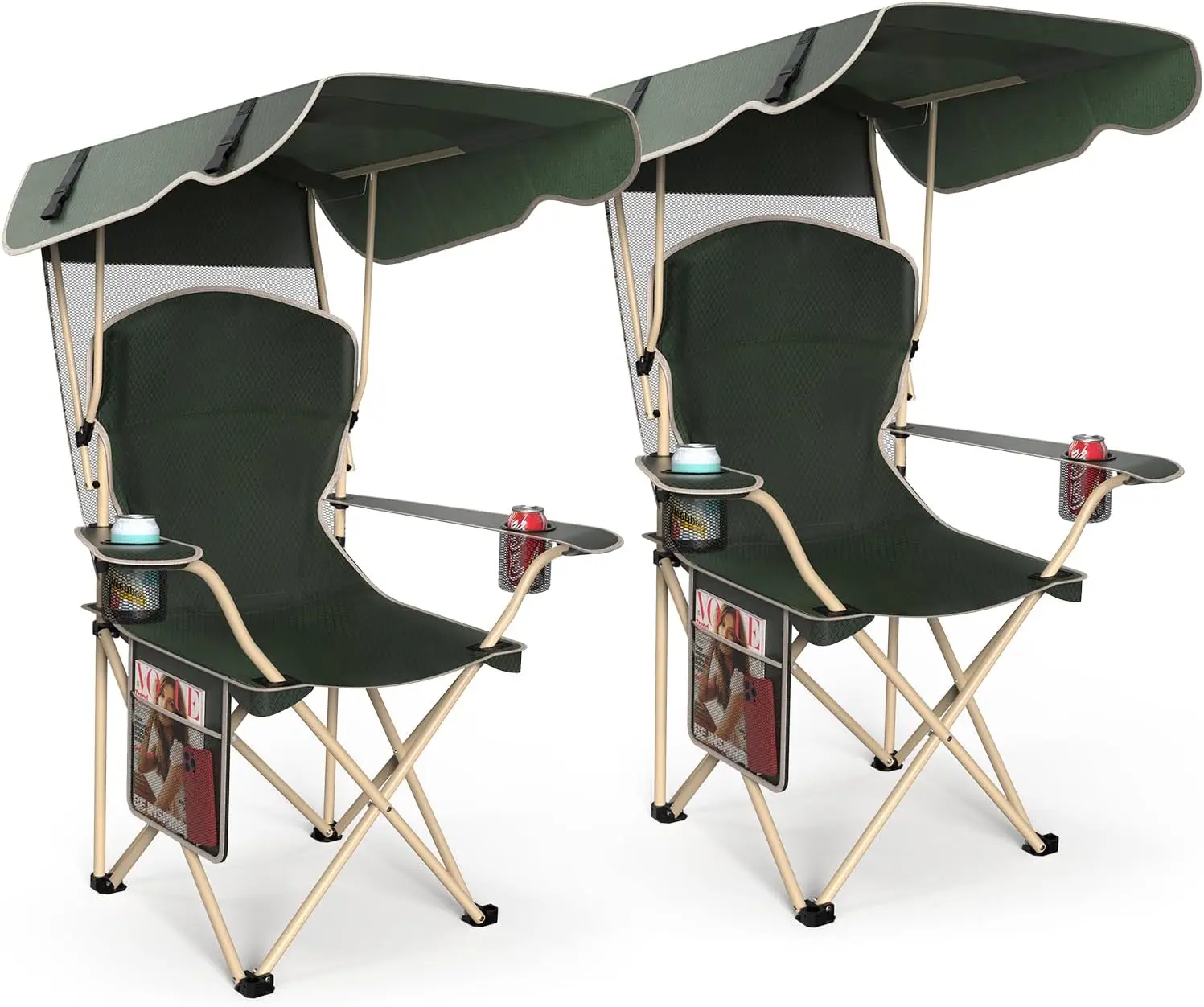 

Portable Folding Canopy Chair for Camping, Beach, Picnics & Sports - 600D Oxford, 265 lbs Capacity
