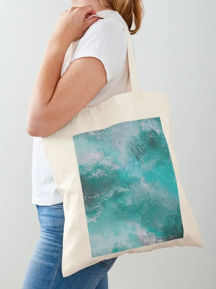 Resonance - Abstract Turquoise Waves/Clouds Acrylic Painting Tote Bag Women's tote bag Big bag