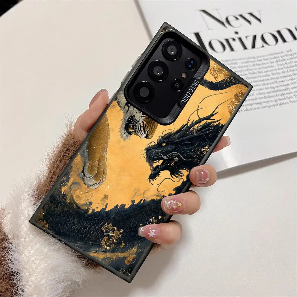 

Tigers and dragons case for Galaxy S25 S24 S23 S22 S21 S20 Ultra/ FE/Plus shock-proof rear cover anti-fingerprint
