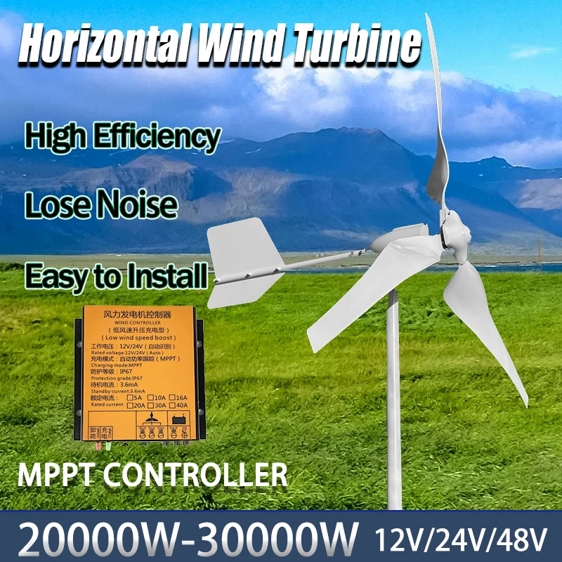 

30KW 20KW 12V 24V 48V 96V Efficient Wind Turbine Generator CE Roof Mount Residential Home Use High Efficiency Windmill