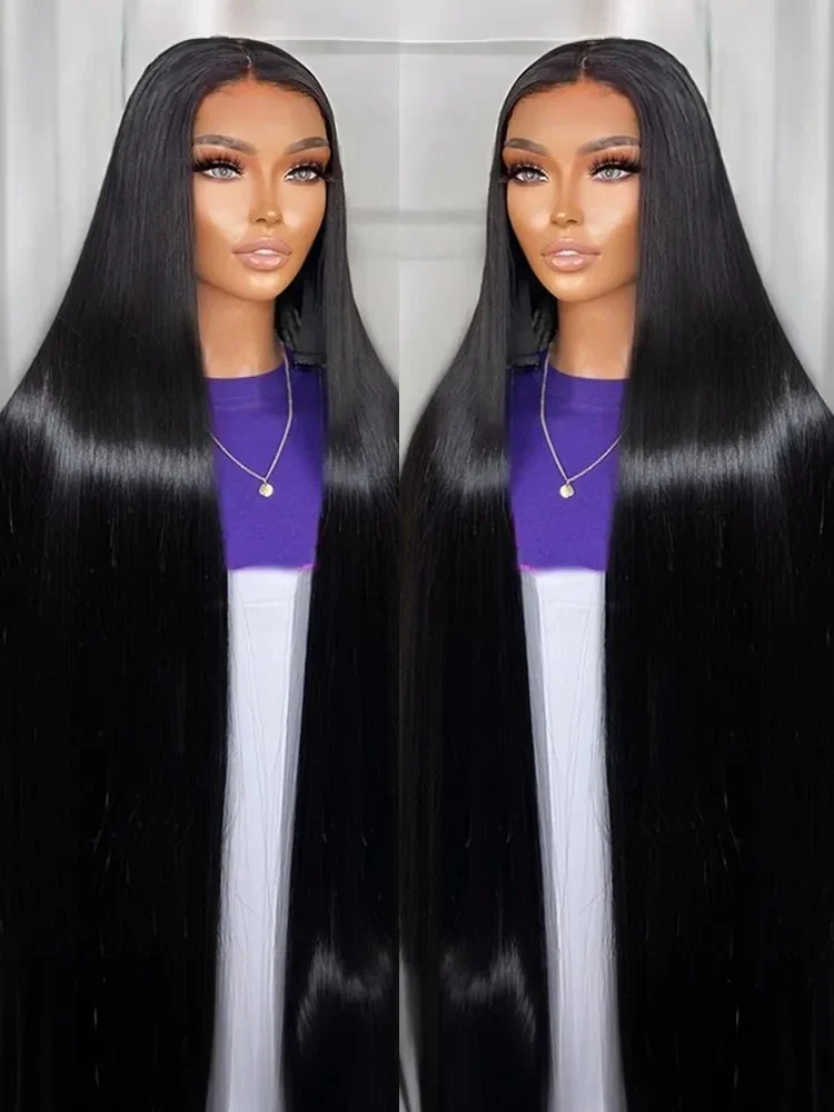 13x4 HD Transparent Lace Frontal Wig 200 Density Straight Wig 13x6 HD Lace Wig Human Hair Pre Plucked Brazilian For Women 40Inch