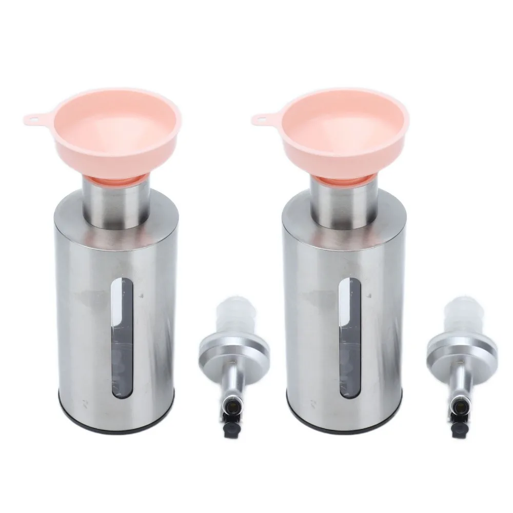 2pcs Durable Stainless Steel Oil Dispenser Bottle 190ml/290ml Vinegar Dispenser Bottle Olive Oil Dispenser Home Kitchen Use