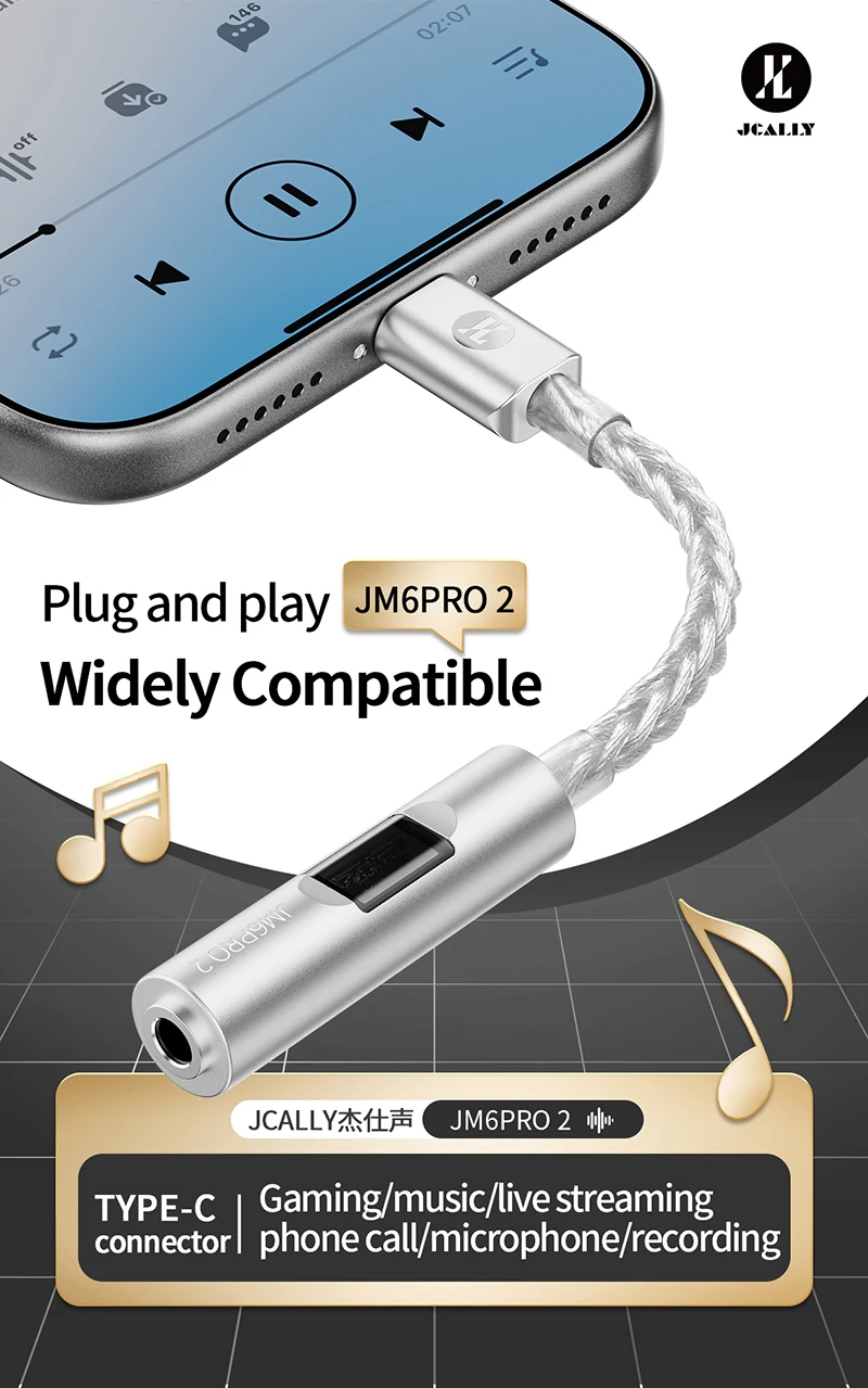 JCALLY JM6 Pro2 Digitaler Audio-Adapter CX31993 DAC MAX97220 OPAMP Chip Hi-Fi-Audio-Decoder Typ C auf 3,5 mm Kopfhörerverstärker – Detail 12