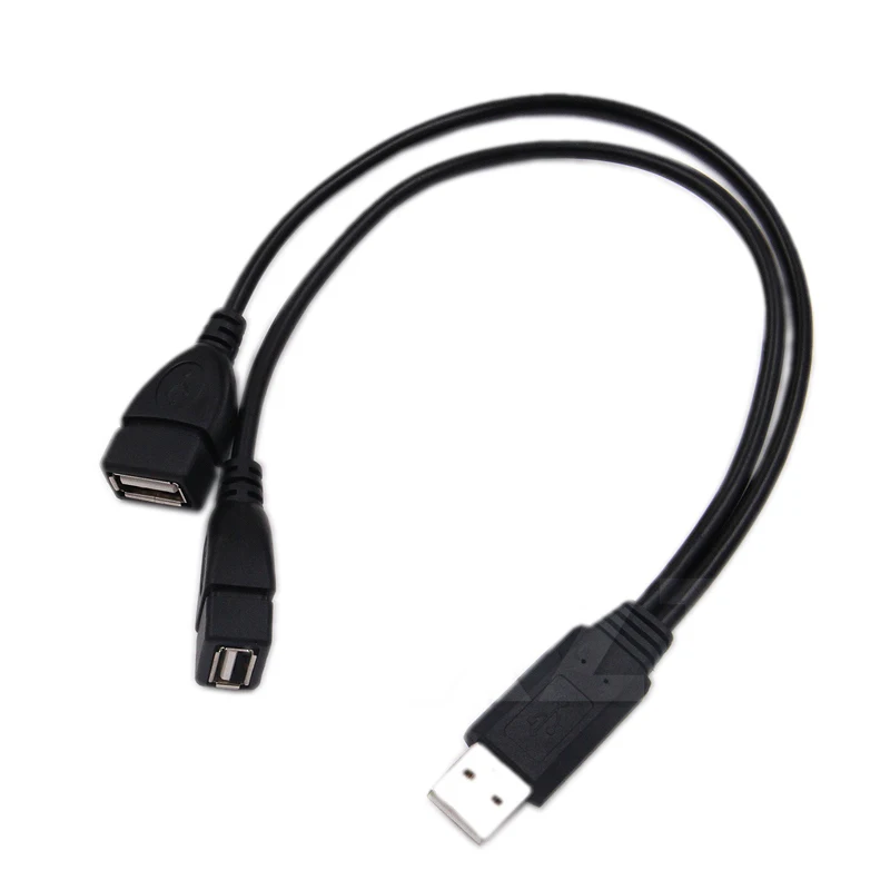 2 منفذ USB2.0 Hub USB 2.0 ذكر إلى 2 المزدوج USB أنثى جاك الفاصل محور الطاقة سلك مهايئ لكابل هاتف الكمبيوتر المحمول
