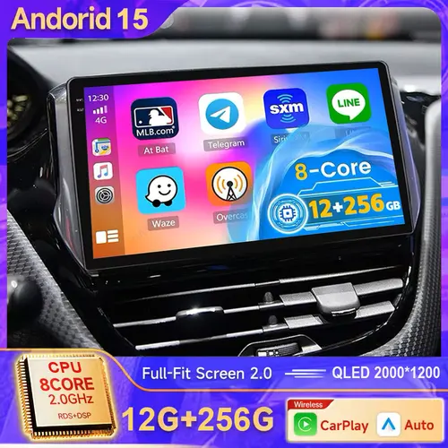 Reproductor Multimedia Android 15 para Peugeot 2008 208 Series 2012 2013 2015 2016 2014 - 2018 Carplay Auto estéreo BT vídeo radio de coche