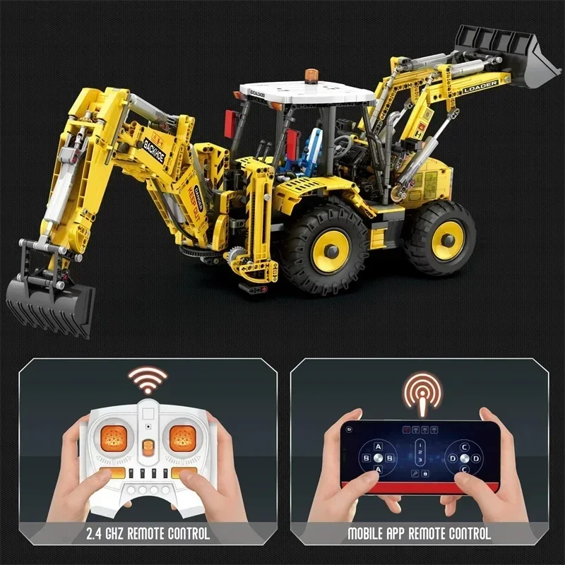 2466PCS Remote Control Backhoe Loader Building Blocks City Engineering Vehicle RC Truck Model Bricks Kids DIY Toys Holiday Gifts