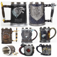 GOT Mugs Stainless Steel and Resin Beer Mug 400ml 600ml Tankard Water Cup Coffee Cup Christmas Halloween Birthday Gift Drinkware