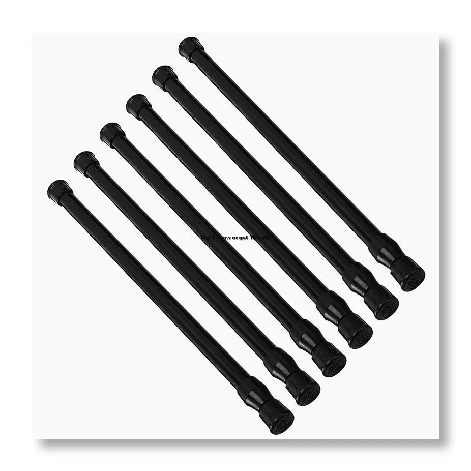 ●Small Tension Rods for Cabinets Cupboard Bars for RV Closets Refrigerator, Spring Rods 11.8 to 19.6 Inches, 6 Packs (Black)
