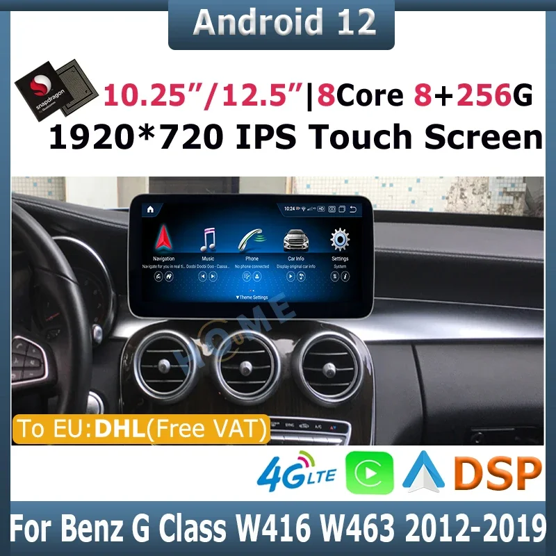 Snapdragon Android 12 8+256G 12.5/10.25inch Car Multimedia Player for Mercedes Benz G Class W461 W463 216 2017 2018 2019 Carplay