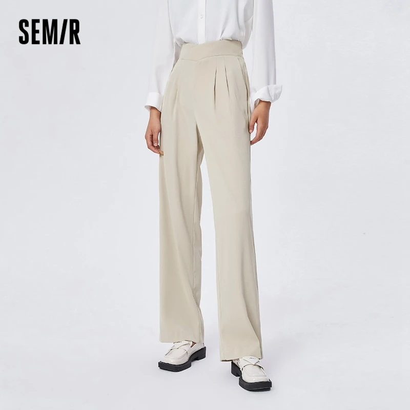 

Semir Casual Pants Women Easy-Care Suit Pants 2023 Spring New Leg Length Plain Wide Leg Pants Commuting