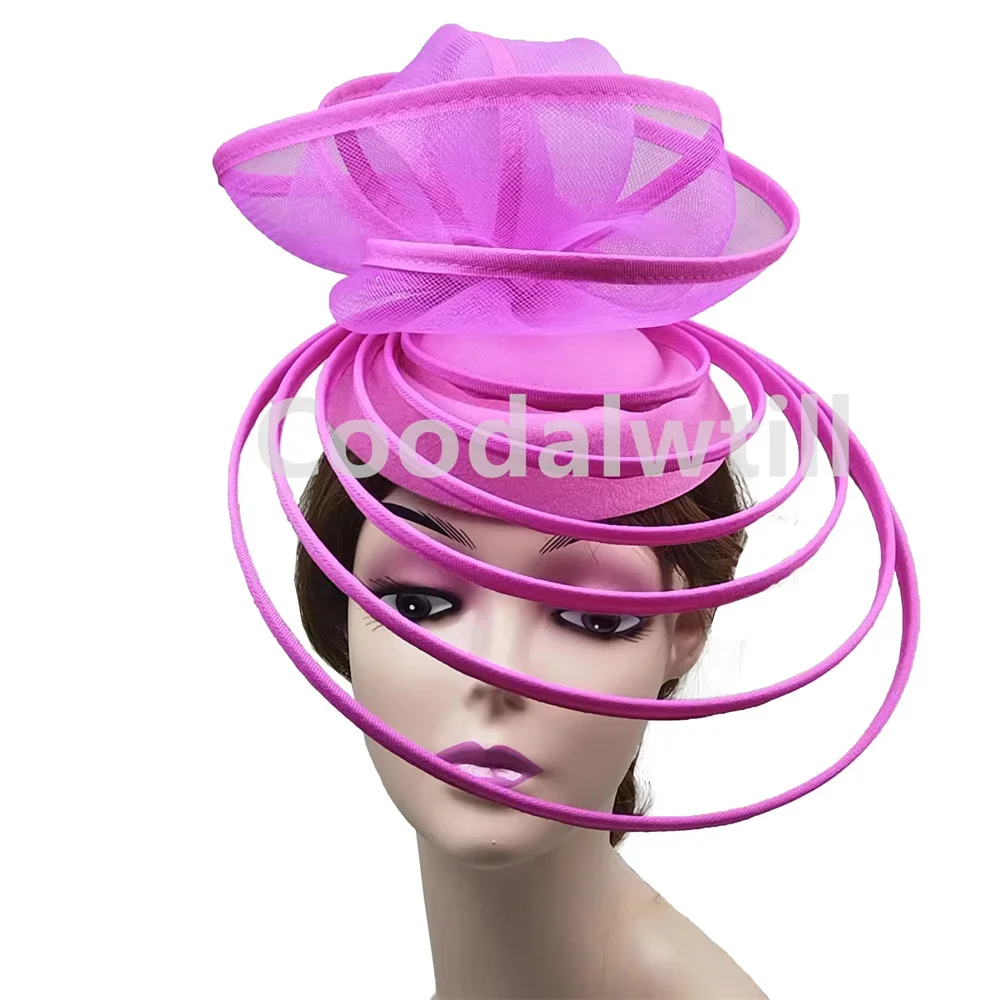 Big Fascinator Hat Royal Ascot Pillbox Caps Wedding Mesh Headpiece Women Party Banquet Chapeau Cap Headband Ladies Wedding