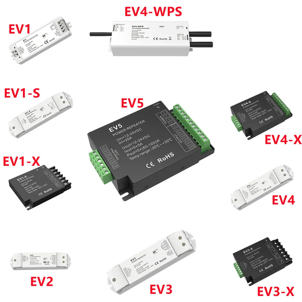 

Skydance CV Power Repeater DC12/24/36/48/60V Input, 1/3/4/5 Channel PWM For Single Color CCT RGB RGBW RGB+CCT LED lamp Strip