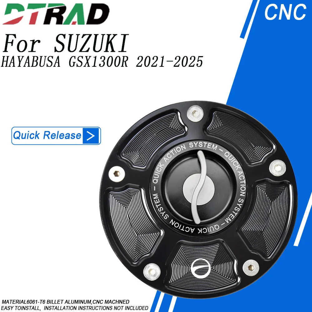 For SUZUKI HAYABUSA GSX1300R 2021-2025 CNC Keyless Fuel Filler Cap Motorcycle Locking Quick Release Fuel Tank Cap Accessoris