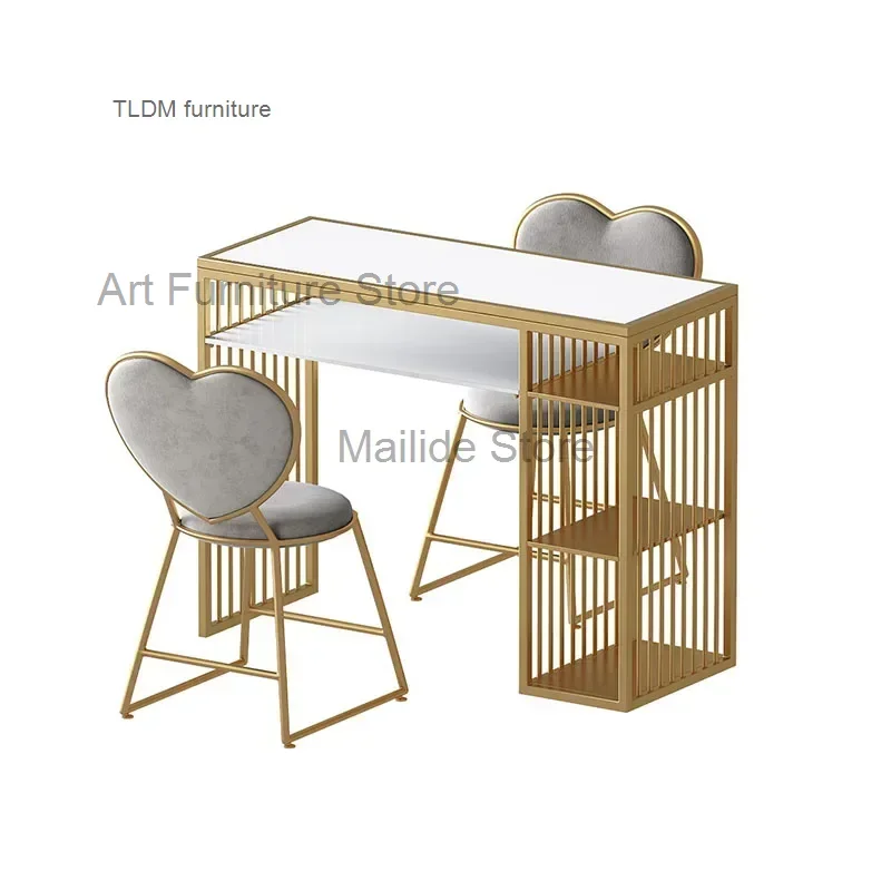 Nordic Light Luxury Nail Tables Beauty Salon Manicure Table and Chair Set Fashion Ins Salon Furniture Single Tables for Manicure