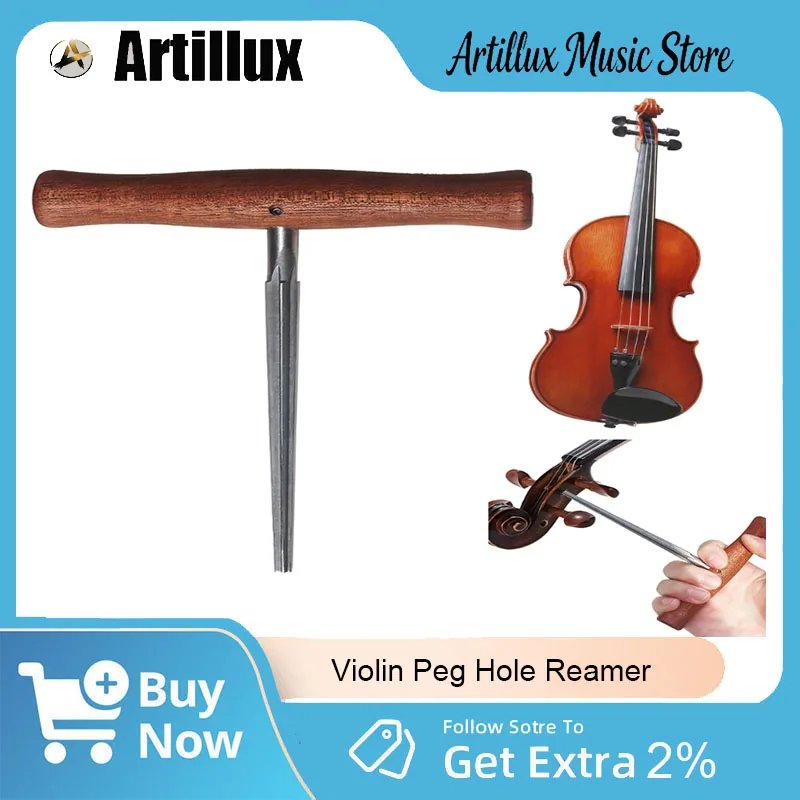 Artillux Professional Violin Peg Hole Reamer Wood and Steel Violin Maker Essential Tool for Violins with Ergonomic Wood Handle