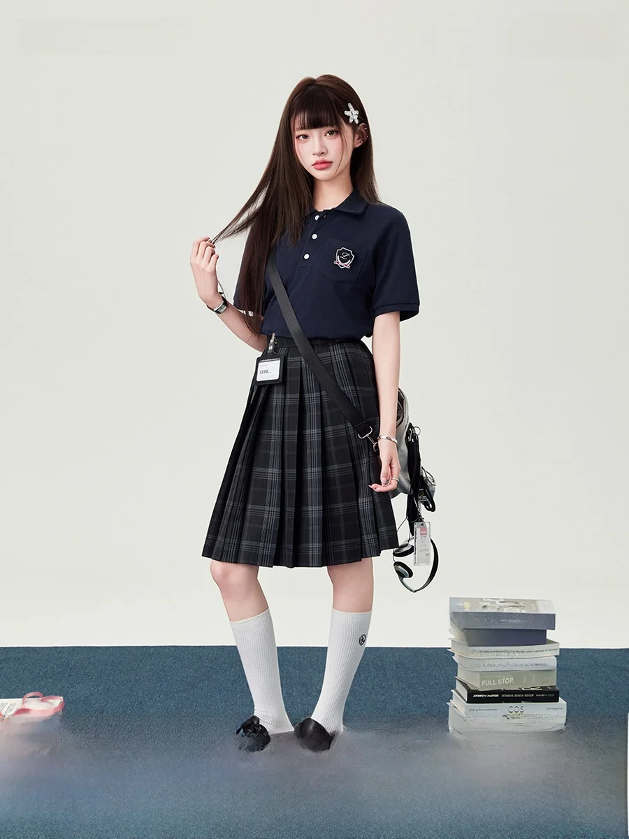 

Loose Fit Casual Short Sleeve JK Badge Shirt And T-Shirt Set Women's Fashion Summer Outfit Pure Color Loose Top Set