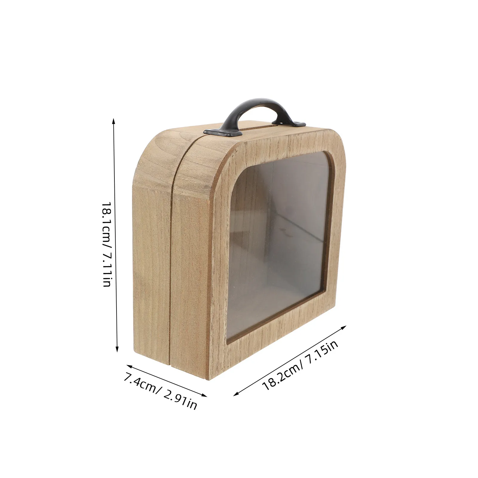 Wooden Coin Bank Vintage Transparent Money Saving Box Desktop Decor Creative Saving Jar for Cash Bills and Coins