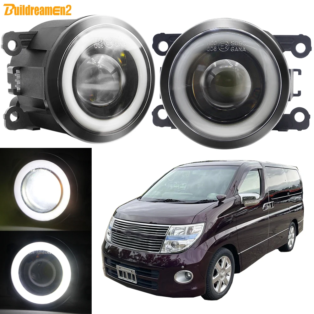 2 X 30W Angel Eye Fog Light Car Front Bumper LED COB Fog DRL Daytime Running Lamp For Nissan Elgrand Highway Star E51 2005-2009