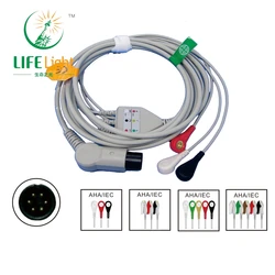 Compatible with MEC 1000/2000,PM 7000/8000/9000, 3/5 Leads ECG Cable, Use for ECG Data Monitor, ECG Measurement Sensor