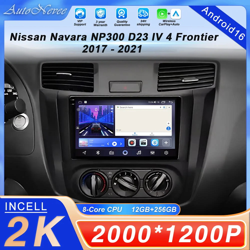 Android 16 Car Radio For Nissan Navara NP300 D23 IV 4 Frontier 2017 - 2021 Multimedia Stereo Video Player NAVI GPS 4G WIFI QLED