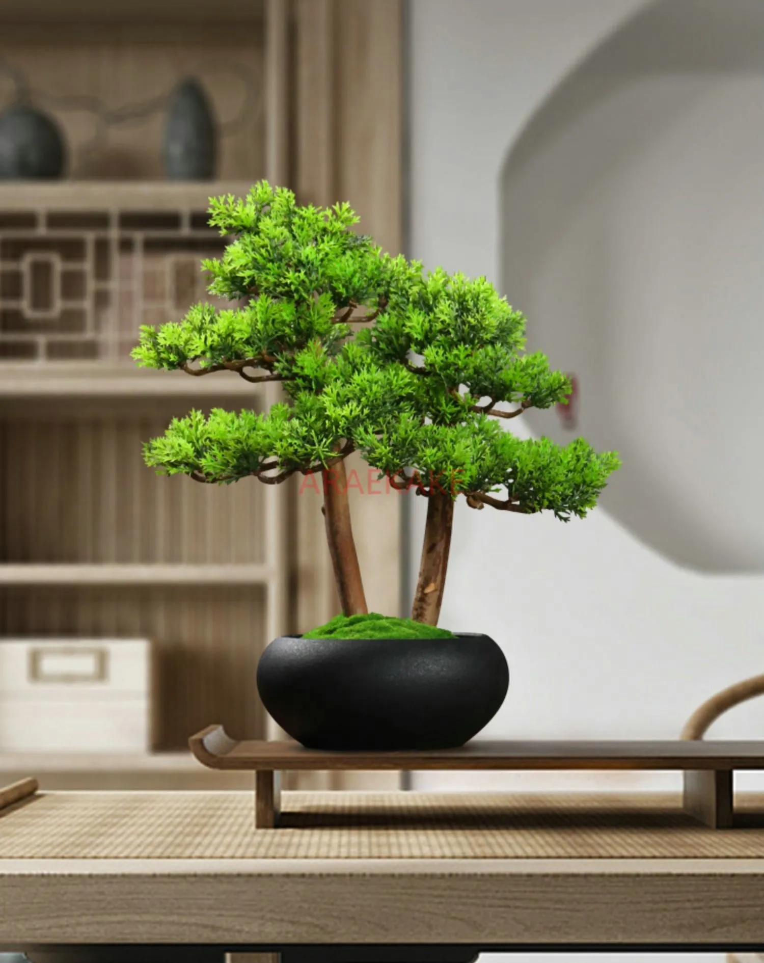 1PCS Simulated welcoming pine bonsai ornaments, pine bonsai desktop plant decorations, biomimetic small green plants